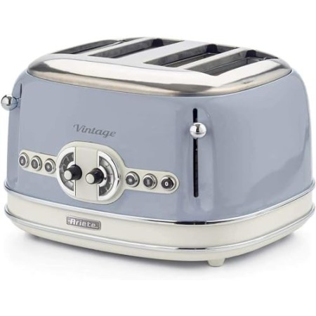 Ariete 156 Tostapane di Design a 4 Fette, 6 Livelli di Tostatura, 1600 W, Acciaio Inossidabile, 4 Scomparti, Blu