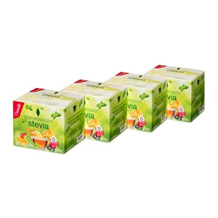 Castelló Since 1907 - Dolcificante Stevia + Eritritolo 1:8 - Confezione 4 x 60 bustine - Total: 240 gr