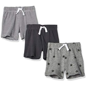 Amazon Essentials - Confezione da 3 pantaloncini da bambino, Uni Star Stripe Neutral, US 6-9M (EU 63-74)