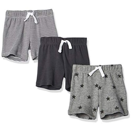Amazon Essentials - Confezione da 3 pantaloncini da bambino, Uni Star Stripe Neutral, US 6-9M (EU 63-74)
