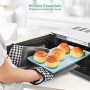 Ankway Guanti da Forno Lunghi e Sottobicchiere, Guanti da Forno in Silicone Impermeabili, Antiscivolo Guanti Resistenti al Calor