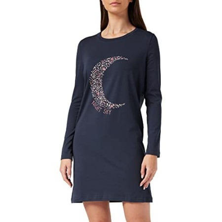 Marchio Amazon - Iris & Lilly Camicia da Notte a Manica Lunga in Cotone Jersey Donna, Blu (Night Sky), XS, Label: XS