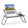 Relaxdays Tavolino da Letto Porta PC, Regolabile, Tavolo per Portatile Pieghevole, Laptop & Tablet, 44x73x34,5 cm,Grigio, Pannel