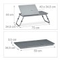 Relaxdays Tavolino da Letto Porta PC, Regolabile, Tavolo per Portatile Pieghevole, Laptop & Tablet, 44x73x34,5 cm,Grigio, Pannel