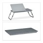 Relaxdays Tavolino da Letto Porta PC, Regolabile, Tavolo per Portatile Pieghevole, Laptop & Tablet, 44x73x34,5 cm,Grigio, Pannel