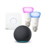 Echo Dot (4ª generazione), Antracite + Philips Hue Color Starter Kit 2 Lampadine Smart (E27), compatibile con Alexa