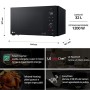 LG MH7265DPS Forno Microonde Smart Inverter con Grill al Quarzo, 32 Litri, 1350 W, Programmi Automatici, Livelli di Potenza Rego