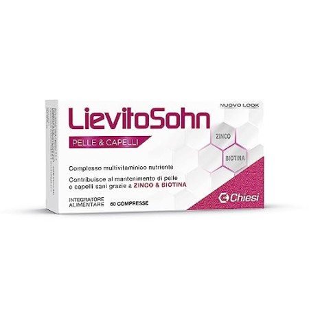 Chiesi Farmaceutici, Lievitosohn - Integratore Pelle & Capelli - No Glutine, Rosa, 60 Cpr, 60 Unità