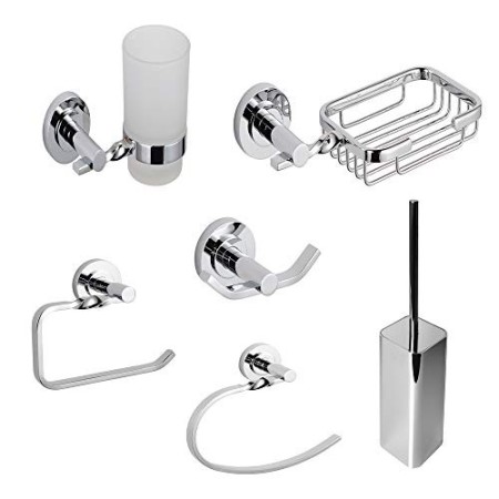 OGOMONDO Set 6 Pezzi Accessori da Bagno Narciso 008 Ottone Cromato