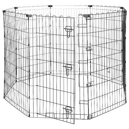Amazon Basics - Recinzione in metallo per cani, pieghevole, per l’esercizio, 152,4 x 152,4 x 106,6 cm