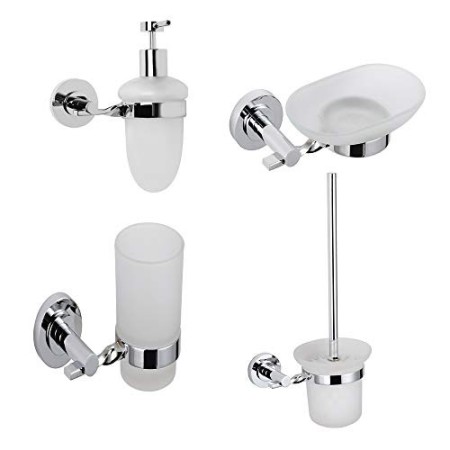OGOMONDO Set 4 Pezzi Accessori da Bagno Narciso 010 Ottone Cromato