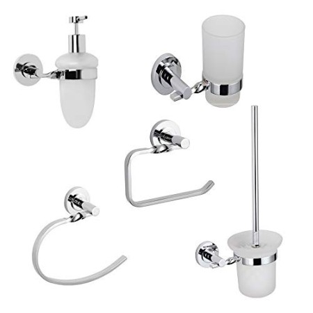 OGOMONDO Set 5 Pezzi Accessori da Bagno Narciso 006 Ottone Cromato