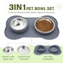 Pecute Ciotole per Cani Gatti in Acciaio Inox con Tappetino Silicone Antiscivolo (M (12 oz *2 , 2*400ml/ciotola))