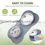 Pecute Ciotole per Cani Gatti in Acciaio Inox con Tappetino Silicone Antiscivolo (M (12 oz *2 , 2*400ml/ciotola))