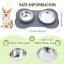 Pecute Ciotole per Cani Gatti in Acciaio Inox con Tappetino Silicone Antiscivolo (M (12 oz *2 , 2*400ml/ciotola))