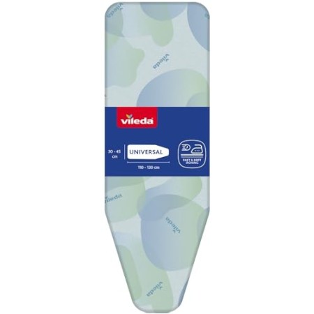 Vileda Premium 2 in 1 Copriasse da Stiro Universale, Termoriflettente, 3 Strati, Imbottito, Cotone metallizzato, 30-45 cm x 110-