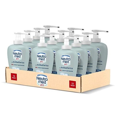 Neutromed Detergente Mani Liquido Antibatterico, Sapone Igienizzante Mani, 12 Pezzi x 300 ml