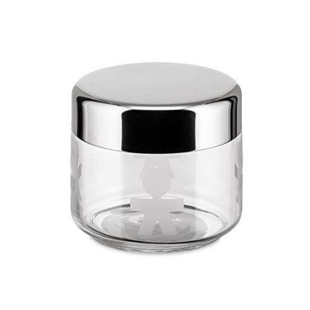 Alessi AKK35 Girotondo Barattolo Ermetico in Vetro Serigrafato con Coperchio in Acciaio Lucido