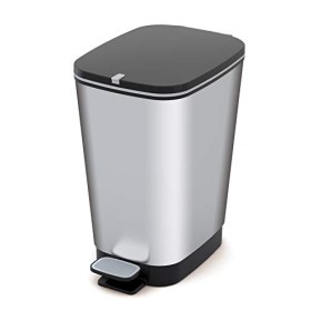 KIS 8071700 Chic Pattumiera S Pattumiera Decorata a Pedale con Secchio Interno per Sacchetto da 10 lt. 18 X 27X 30 H, steel, pla