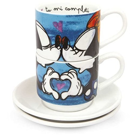 Egan PWM02I/B Set Tazze Caffe, Modello Sweet Love, Porcellana, Blu, 4 unità