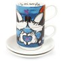 Egan PWM02I/B Set Tazze Caffe, Modello Sweet Love, Porcellana, Blu, 4 unità