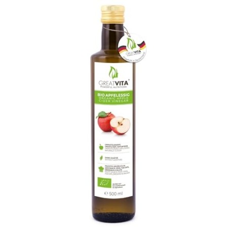 MeaVita Aceto di Sidro di Mele Biologico Meavita, Naturalmente Torbido e Non Filtrato con Dado di Aceto, 1 Confezione (1 X 500 M