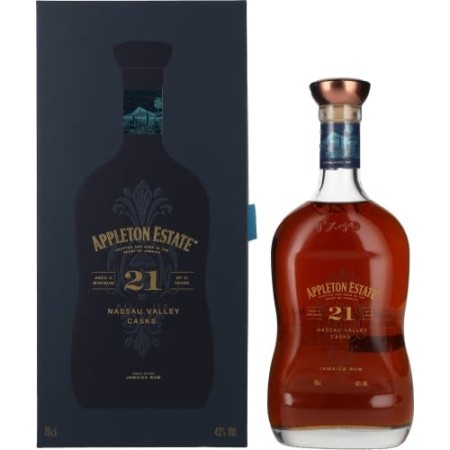 Appleton Estate Rum Giamaicano Invecchiato 21 Anni con Note Fruttate, Quercia e Cacao, 43% Vol, Bottiglia in Vetro da 70 cl