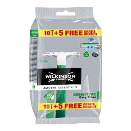 Wilkinson Sword Extra 2 Sensitive 2, Rasoio, 10 + 5 pezzi in confezzione