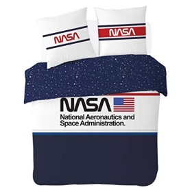 NASA - Parure da letto, 200 x 200 cm, 100% cotone, colore: blu/bianco, 200 x 200 cm