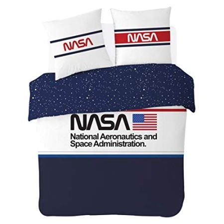 NASA - Parure da letto, 200 x 200 cm, 100% cotone, colore: blu/bianco, 200 x 200 cm