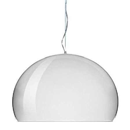Kartell FL/Y Lampada a Sospensione E27, 15 W, Bianco Lucido, 52 x 33 x 241 cm