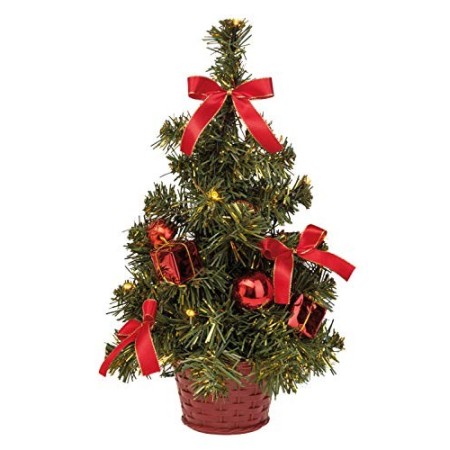 III YH790A/14R decorazione albero natale con 10 LED a luce bianca calda, circa 35 x 19 cm, in plastica, Multicolore/rosso
