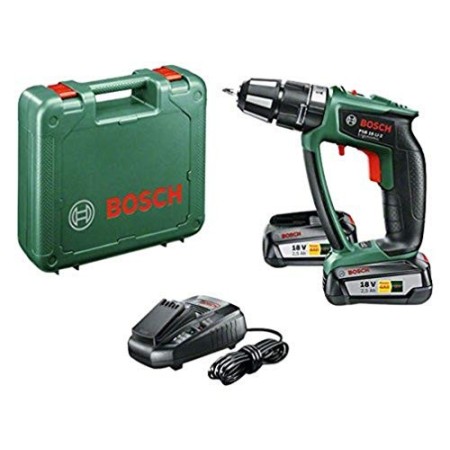 Bosch Home and Garden PSB 18 LI-2 Ergonomic (2 Trapano Avvitatore-Battente con Batteria al Litio, 18 V