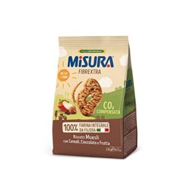 Misura Biscotti Integrali Fibrextra Muesli con Cereali, Gocce di Cioccolato e Frutta | 100% Farina Integrale | Ricchi in Fibre |