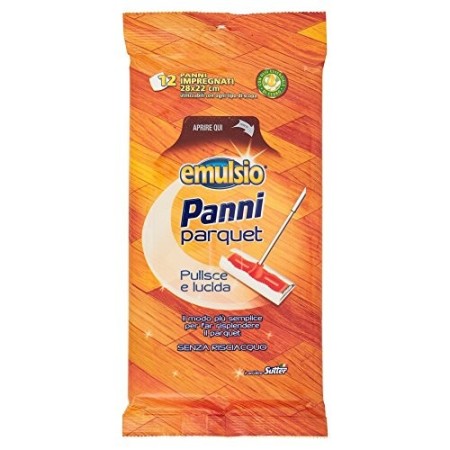 Emulsio 0283913 Panni Parquet Pulisce e Lucida, 12 Pezzi (Formato Panno 28 x 22 cm)