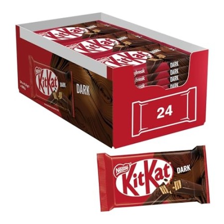 KitKat Dark 70% Wafer Ricoperto di Cioccolato Fondente, Confezione da 24 Snack