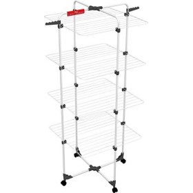 Vileda Mixer 4 Stendibiancheria a Torre, Ripiegabile, con Ruote, Metallo, Bianco, Quattro Piani