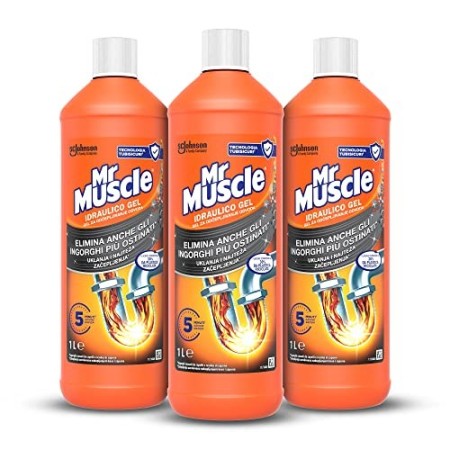 Mr Muscle Idraulico Gel, Disgorgante per Tubi e Scarichi, Formato Scorta 3 Pezzi da 1000 ml