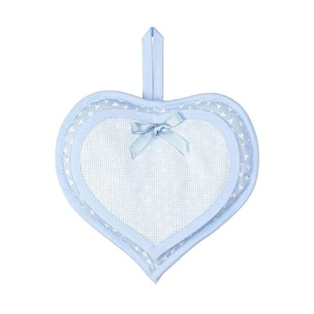 FILET - Fiocchi Nascita Bambino Cuore I Esterno 100% Cotone Interno 100% Poliestere I Prodotto Realizzato In Italia - Bianco, Az
