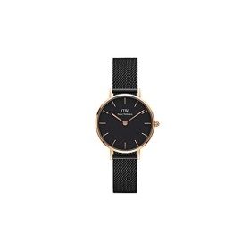 Daniel Wellington Petite Ashfield Orologio Donna, 28mm, in Maglia, Nero/Oro Rosato