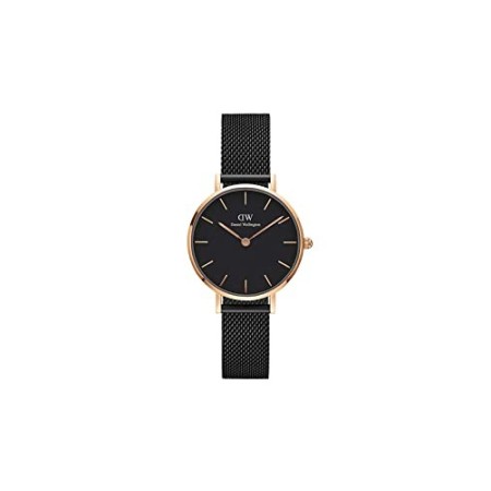 Daniel Wellington Petite Ashfield Orologio Donna, 28mm, in Maglia, Nero/Oro Rosato