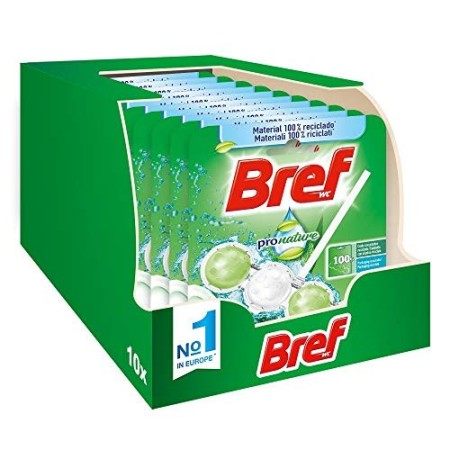Bref Pro Nature Menta e Eucalipto, Detergente Profumatore In Pastiglie Igienizzante Bagno, Formato Scorta, 10 Pezzi