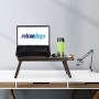 Relaxdays, Marrone Tavolino da Letto in bambù, HLP 25x60x35cm, Porta Pc Regolabile, Pieghevole, con Cassetto, Scuro, 25 x 60 x 