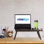 Relaxdays, Marrone Tavolino da Letto in bambù, HLP 25x60x35cm, Porta Pc Regolabile, Pieghevole, con Cassetto, Scuro, 25 x 60 x 