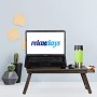 Relaxdays, Marrone Tavolino da Letto in bambù, HLP 25x60x35cm, Porta Pc Regolabile, Pieghevole, con Cassetto, Scuro, 25 x 60 x 