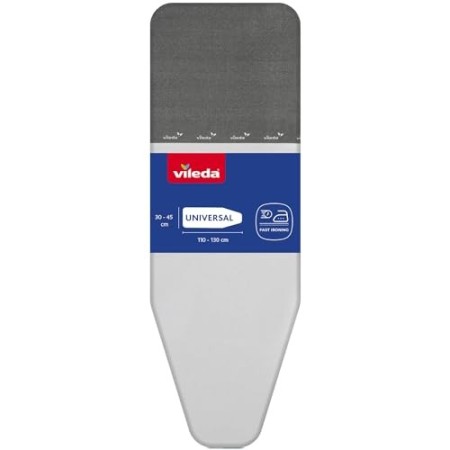 Vileda 142473 Rapid Copriasse da Stiro Universale, in Cotone e Alluminio, Termoriflettente, con Fermacorda, Grigio, Lunghezza 10