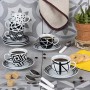 Excelsa Emily Servizio Tazzine da caffè con Piattino, Porcellana, Bianco/Nero