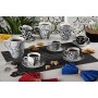 Excelsa Emily Servizio Tazzine da caffè con Piattino, Porcellana, Bianco/Nero