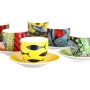 Excelsa Afrika Set 6 Tazzine da caffè con Piattino 90 ml, Porcellana, Multicolore
