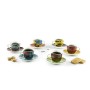 Excelsa Afrika Set 6 Tazzine da caffè con Piattino 90 ml, Porcellana, Multicolore